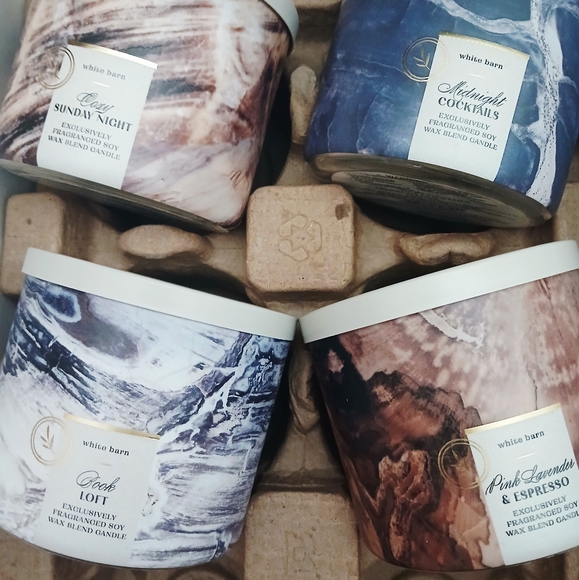 White Barn Candle Collection - Blue Brown Cream